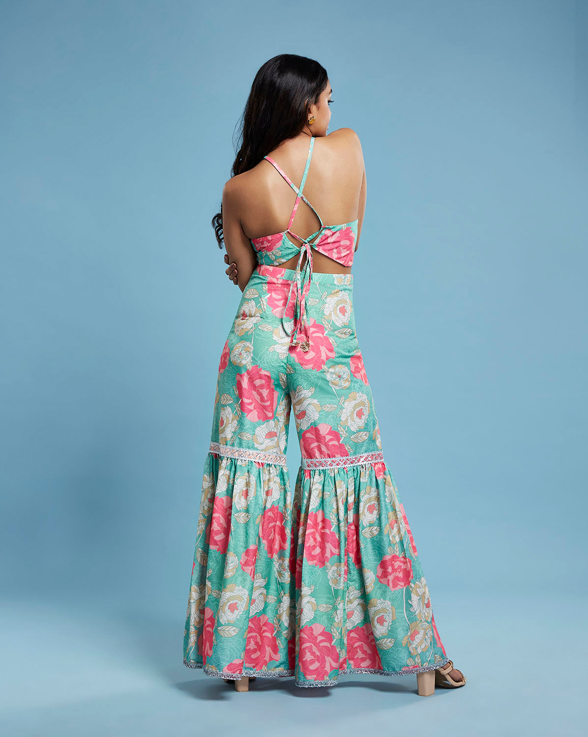 Floral Halter top and Sharara Set
