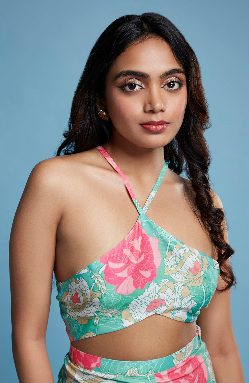 Floral Halter top and Sharara Set