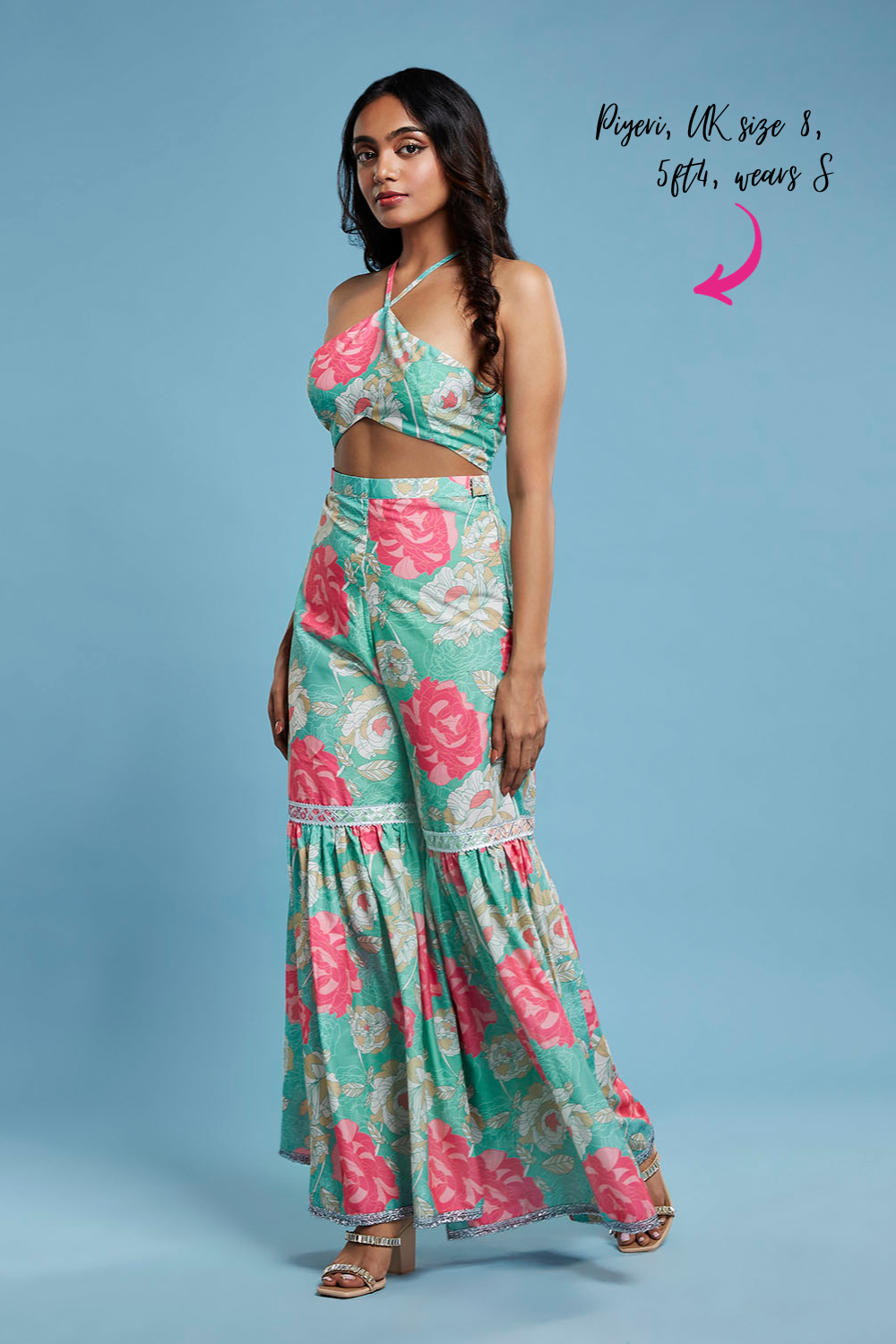 Floral Halter top and Sharara Set