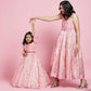 Mom Pink Printed Tierred Dress Kurta