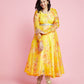 Mom Yellow Printed Dress Kurta
