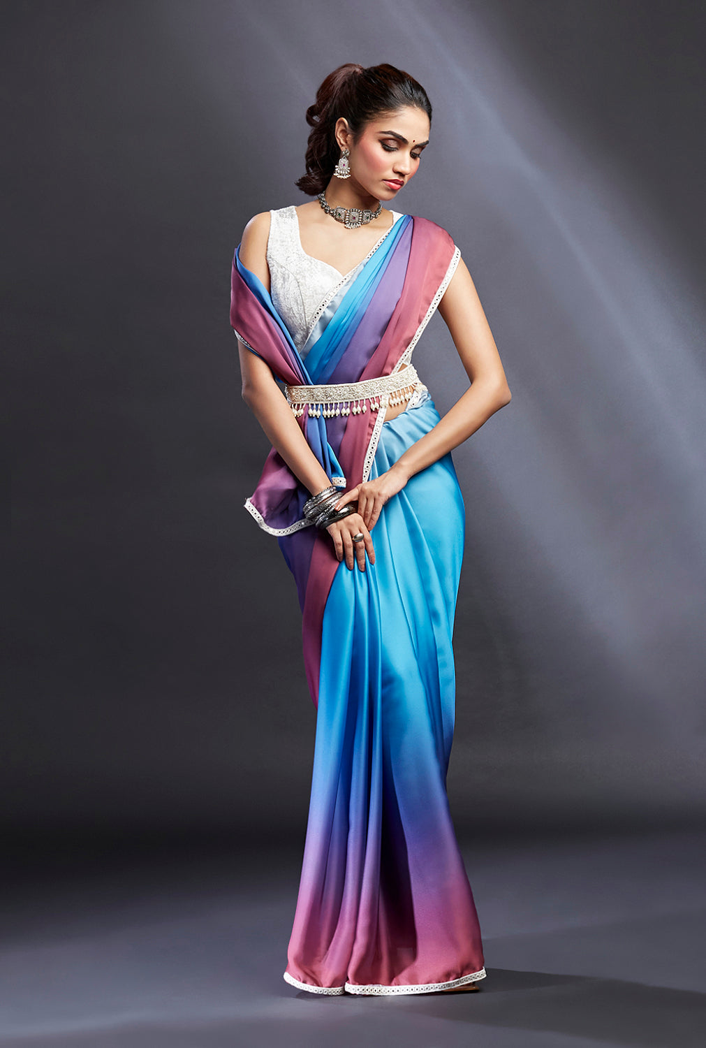Purple & Blush Ombre Saree