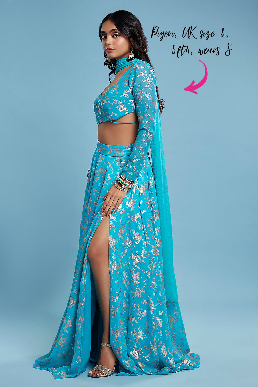 Turquoise  Backless Lehenga Set