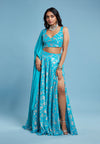 Turquoise Sleeveless Lehenga Set
