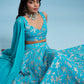 Turquoise Sleeveless Lehenga Set
