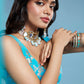 Turquoise Sleeveless Lehenga Set