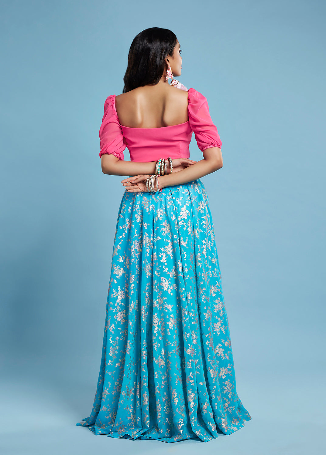 Gulabi Bow Lehenga Set