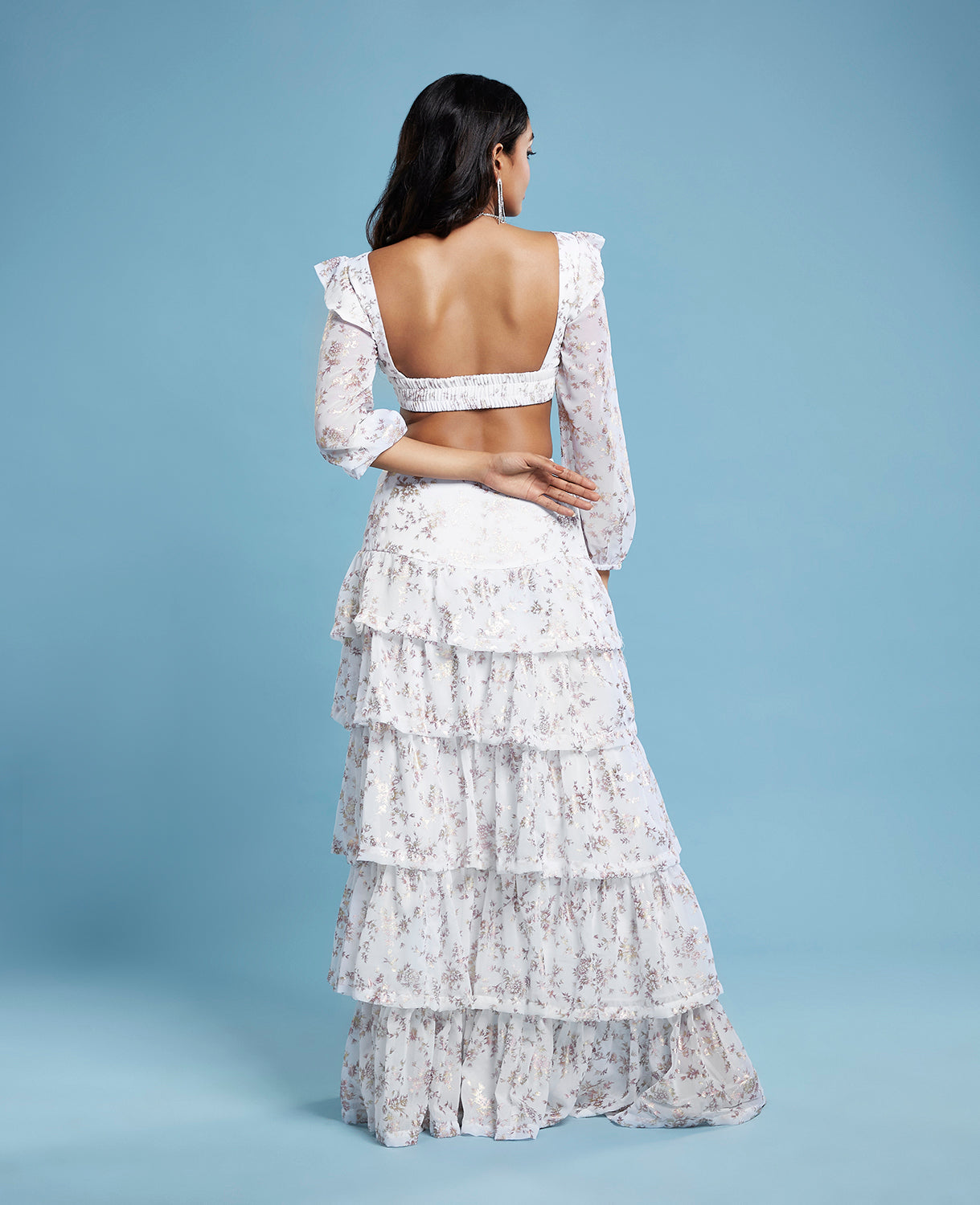 White Front tieup Lehenga Set