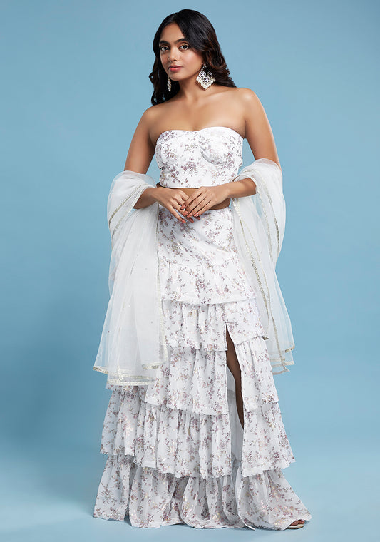 White Corset Lehenga Set