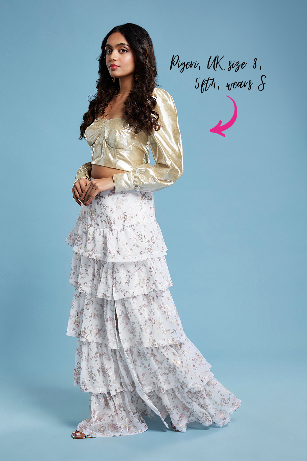 Gold Corset Blouse Lehenga Set