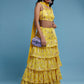 Yellow Ruffle Sleeveless Lehenga Set