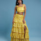 Yellow Ruffle Sleeveless Lehenga Set