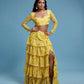 Yellow  Backless Lehenga Set
