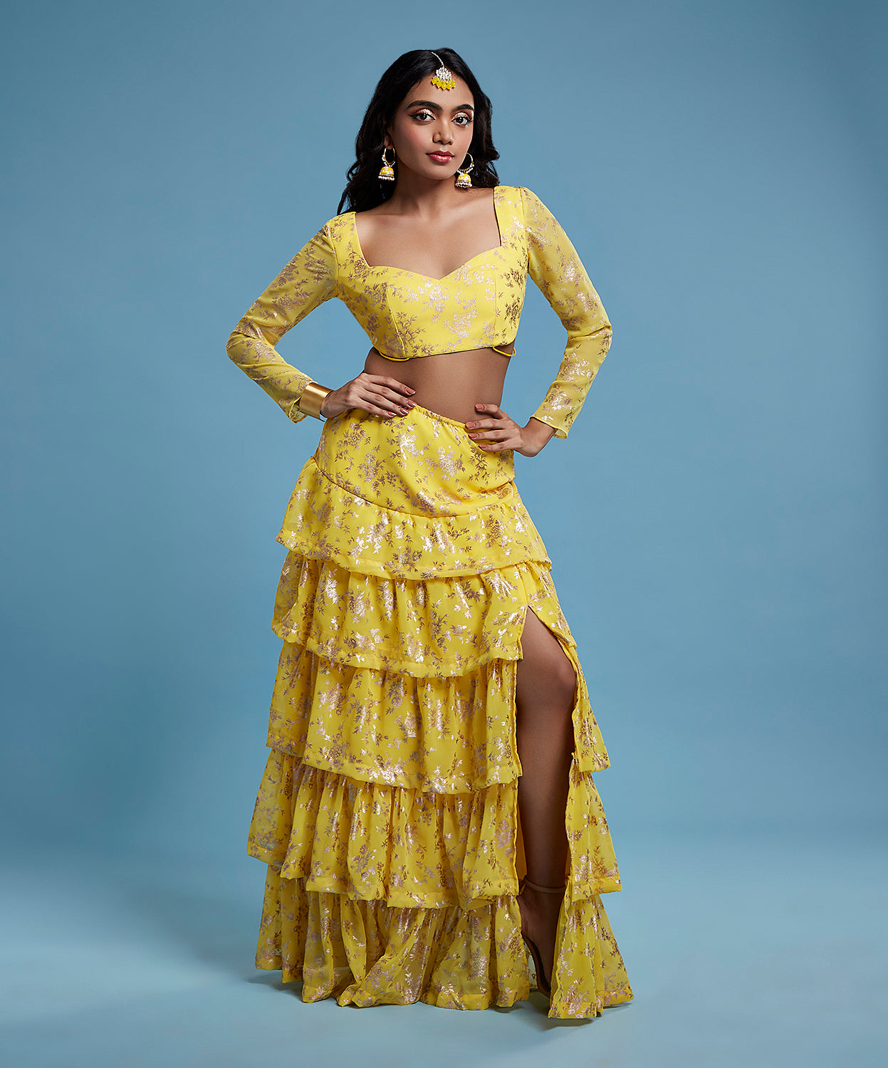 Yellow  Backless Lehenga Set