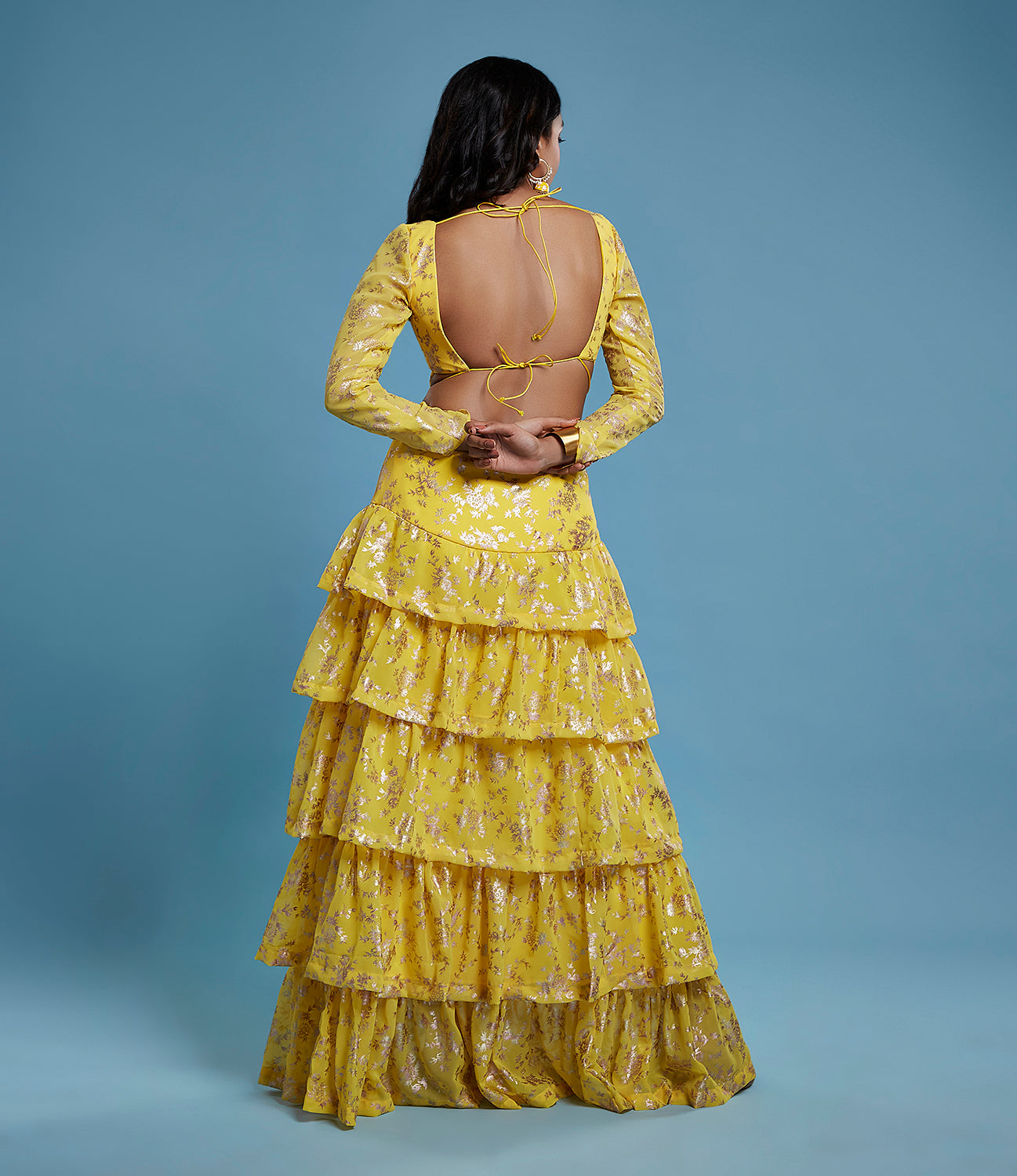 Yellow  Backless Lehenga Set