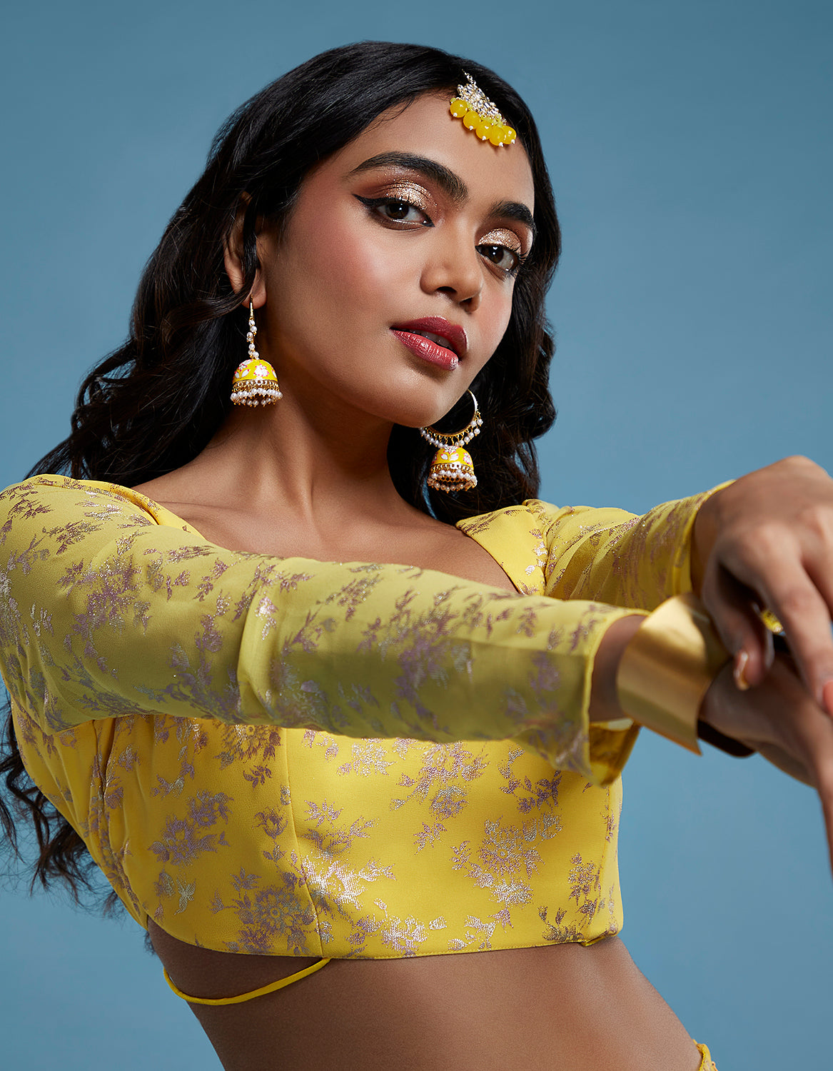 Yellow  Backless Lehenga Set