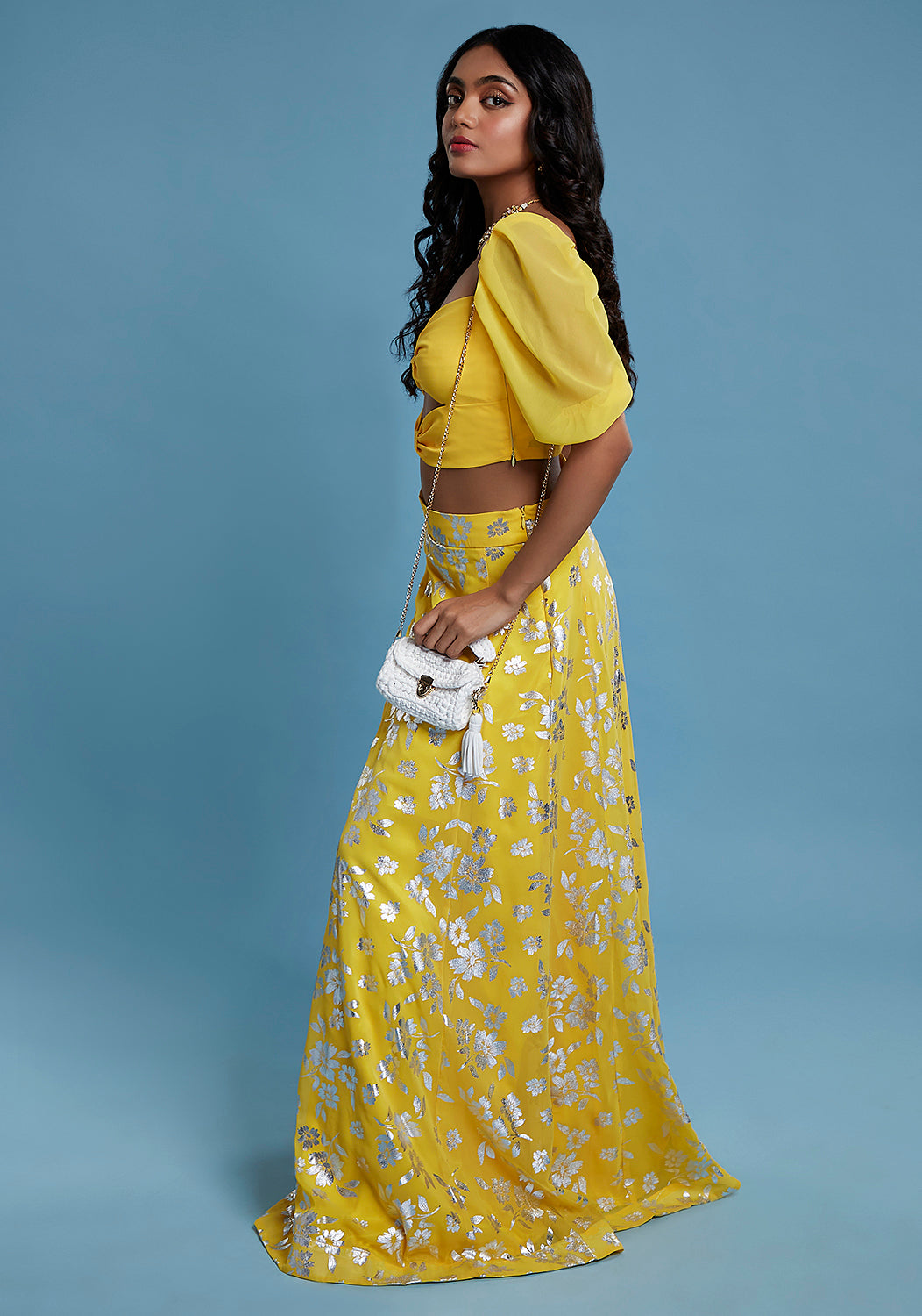 Yellow Bow Lehenga Set