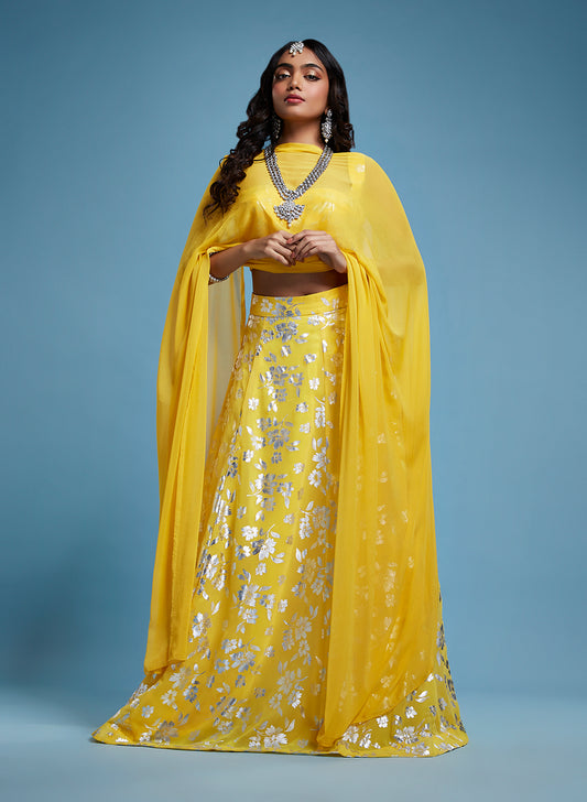 Yellow  Corset Lehenga Set
