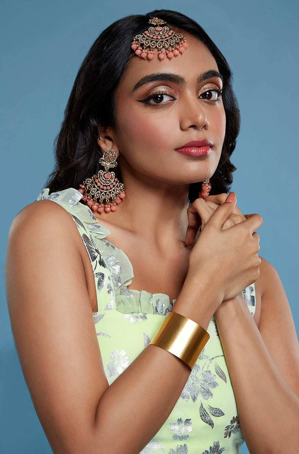 Pista Ruffle Sleeveless Lehenga Set