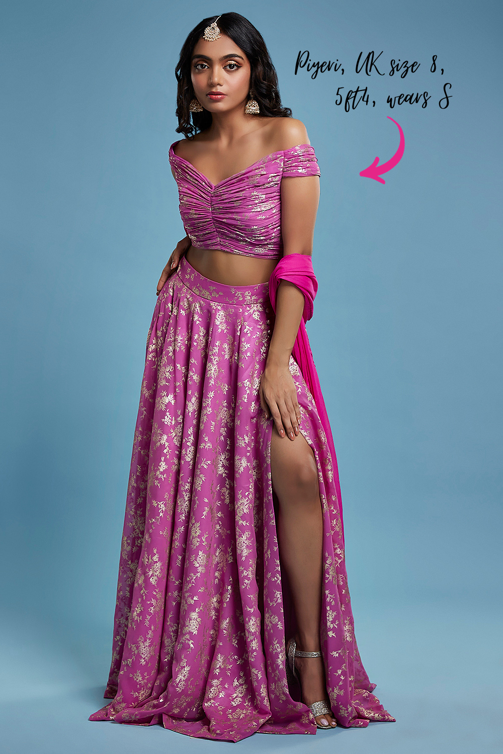 Purple Offshoulder Lehenga Set