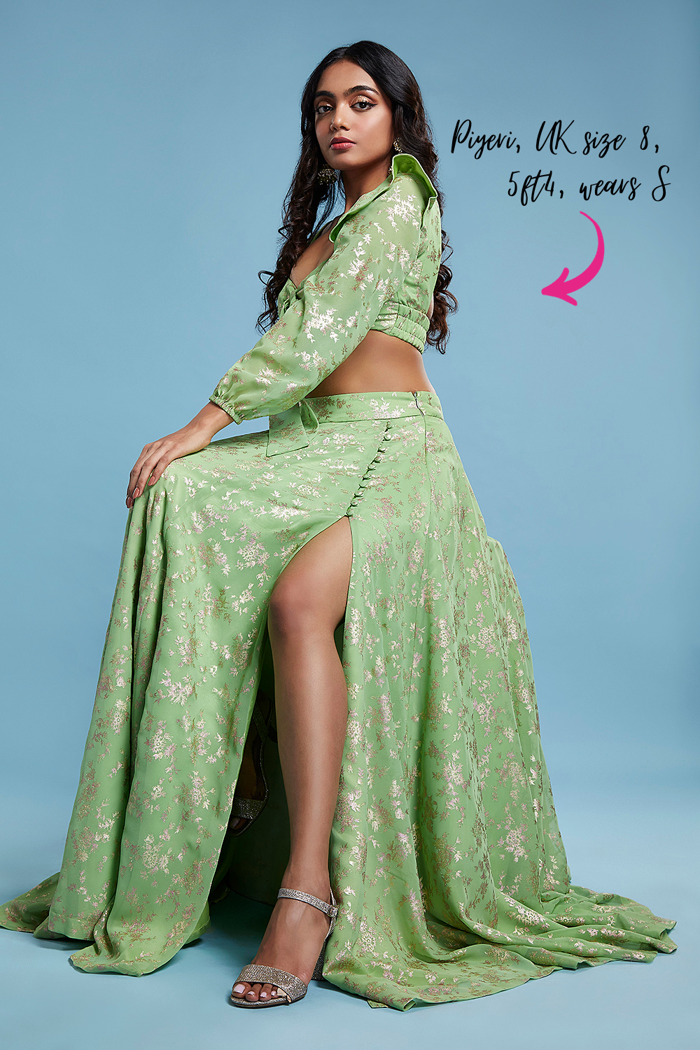 Lime Barfi Front tieup Lehenga Set