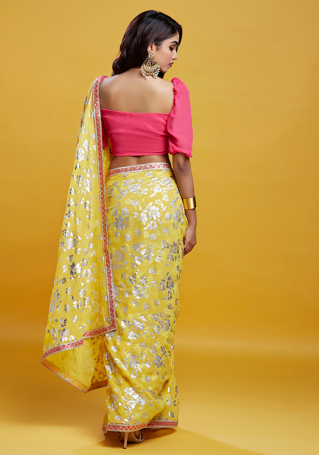 Yellow Barfi Saree