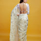 White & Silver Barfi Saree