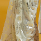 White & Silver Barfi Saree