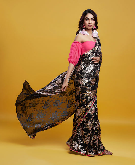 Black Barfi Saree