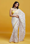 White & Gold Barfi Saree