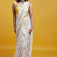 White & Gold Barfi Saree