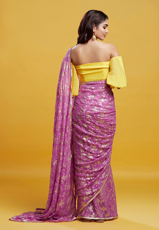 Purple Barfi Saree