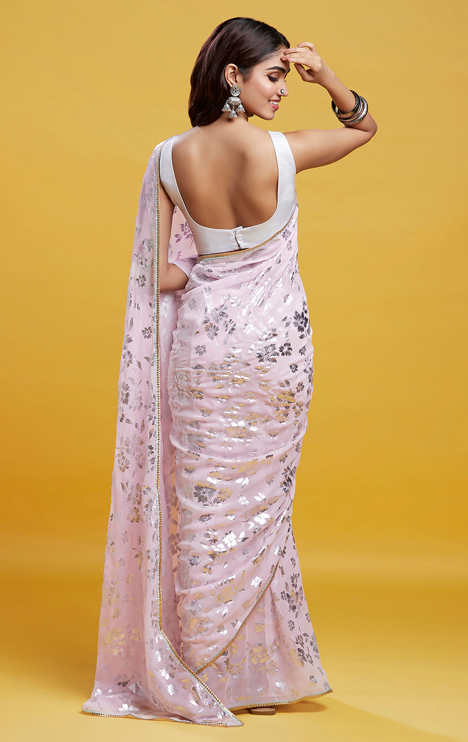 Baby Pink Barfi Saree