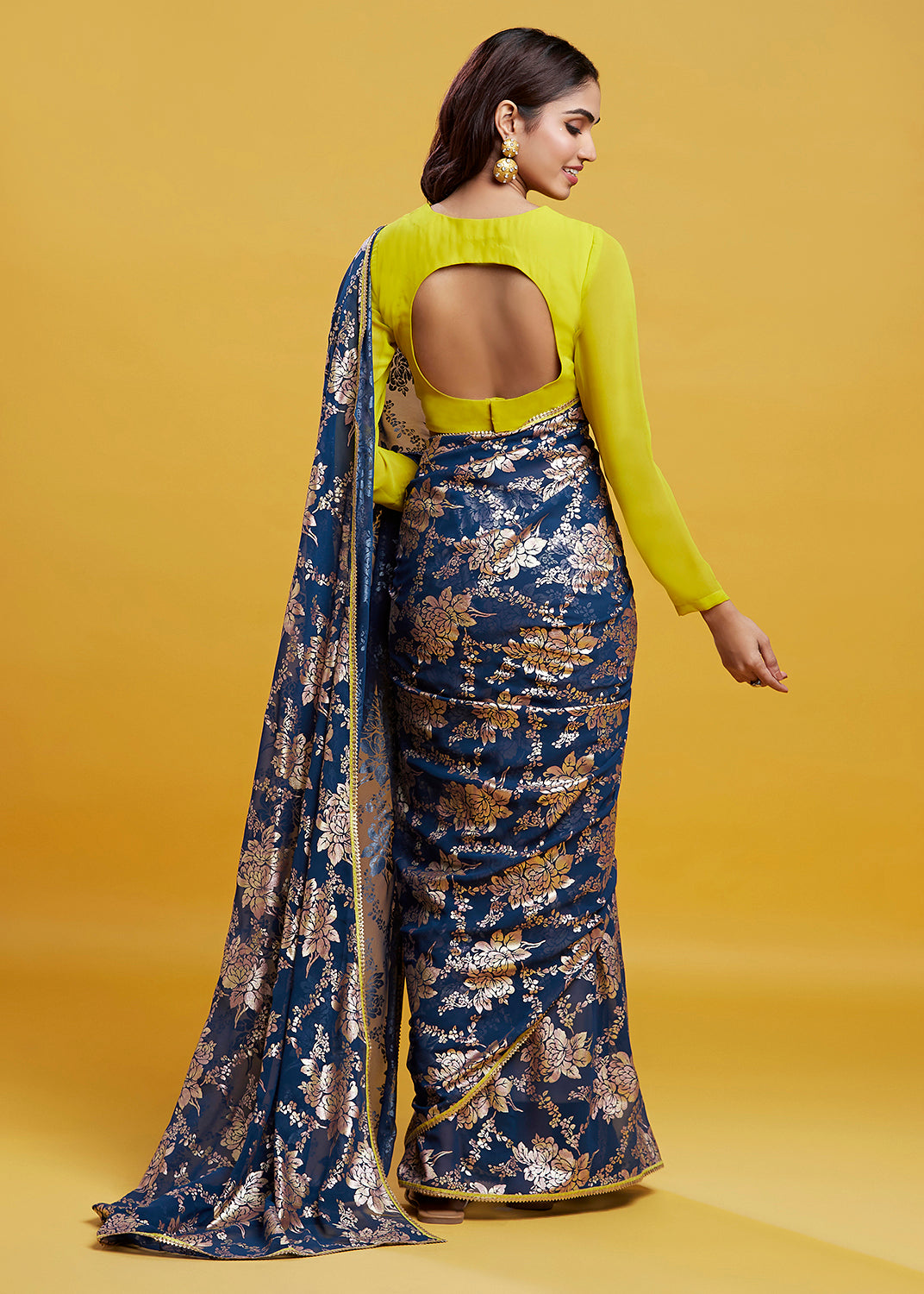 Navy Barfi Saree