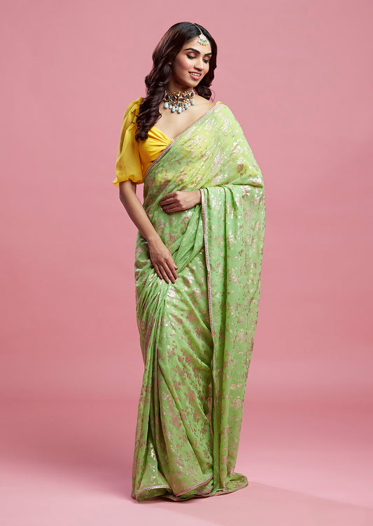 Lime Barfi Saree