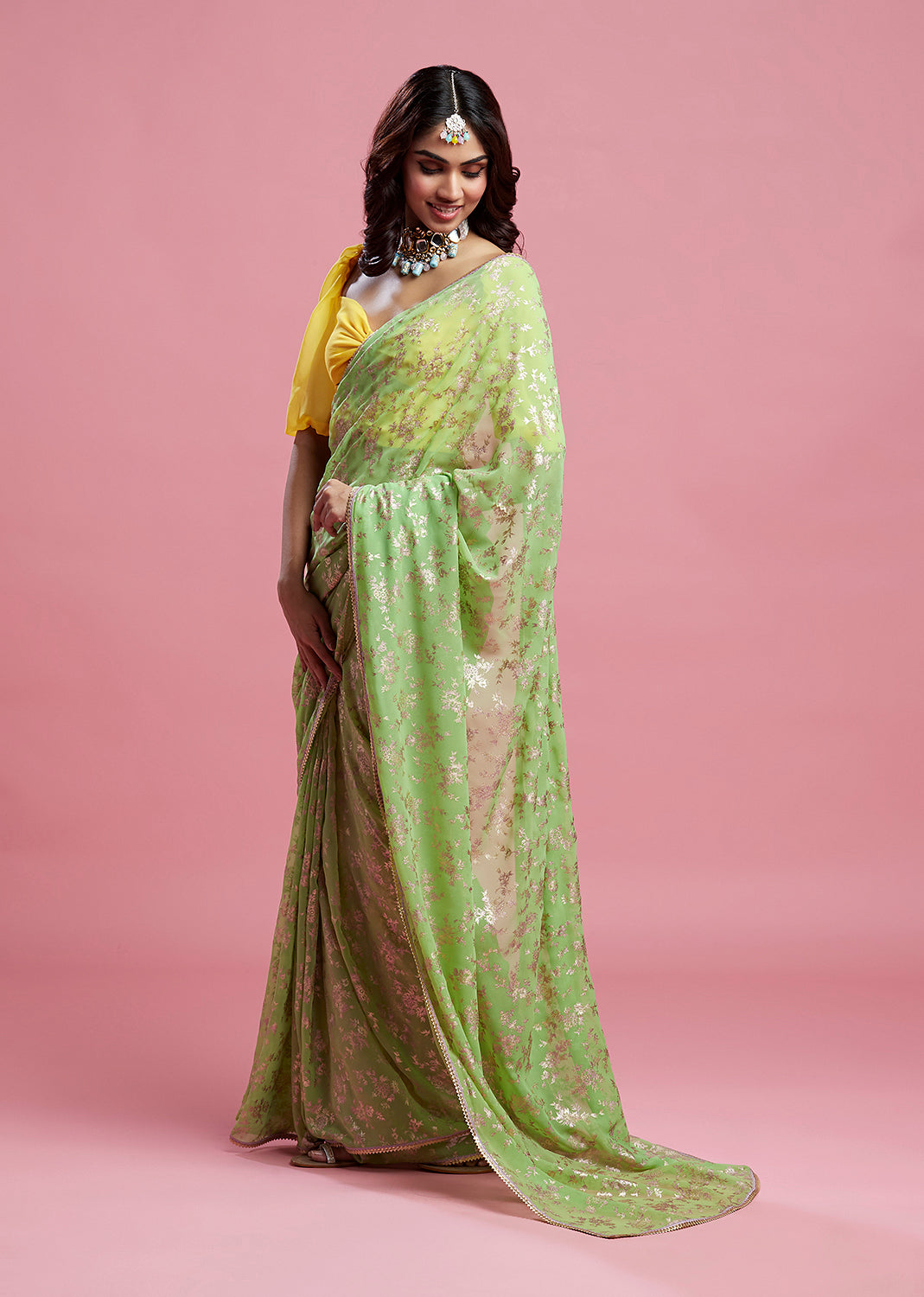 Lime Barfi Saree