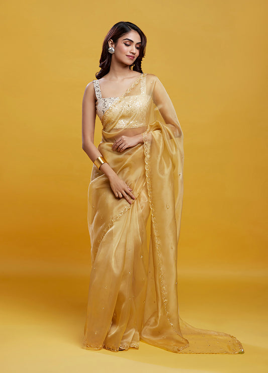 Gold Organza Saree