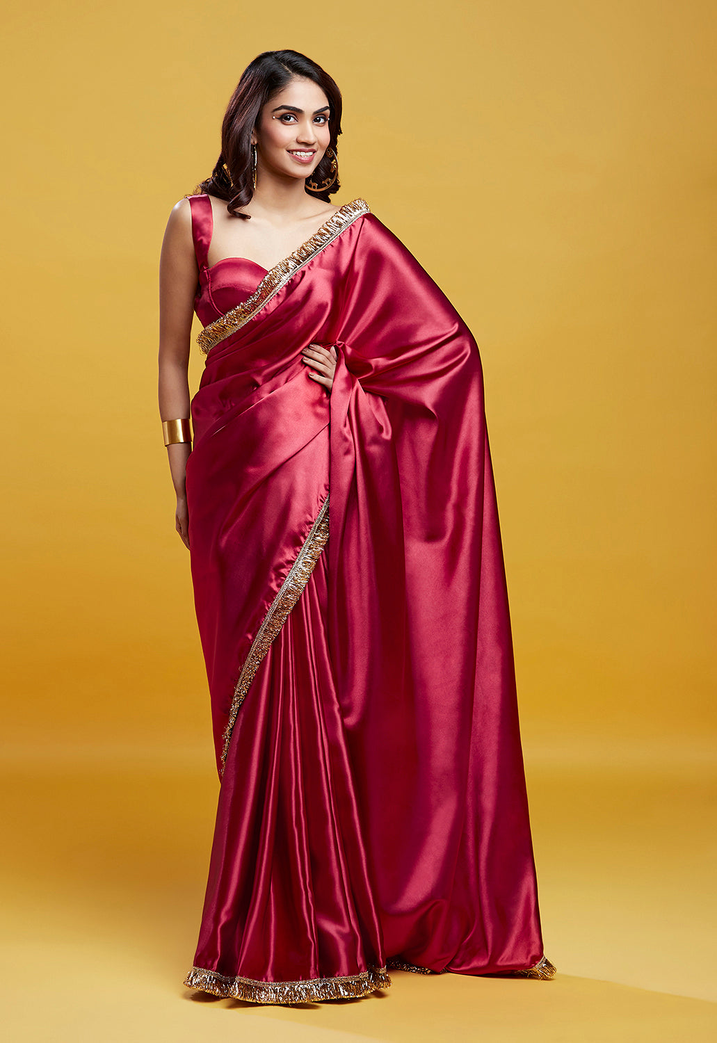 Red Cocktail Saree