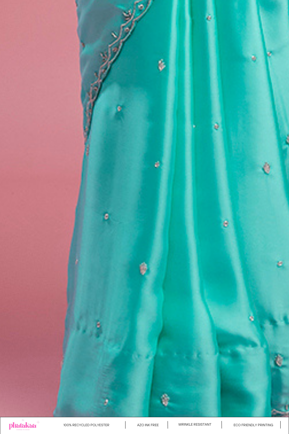 Turquoise Satin Saree