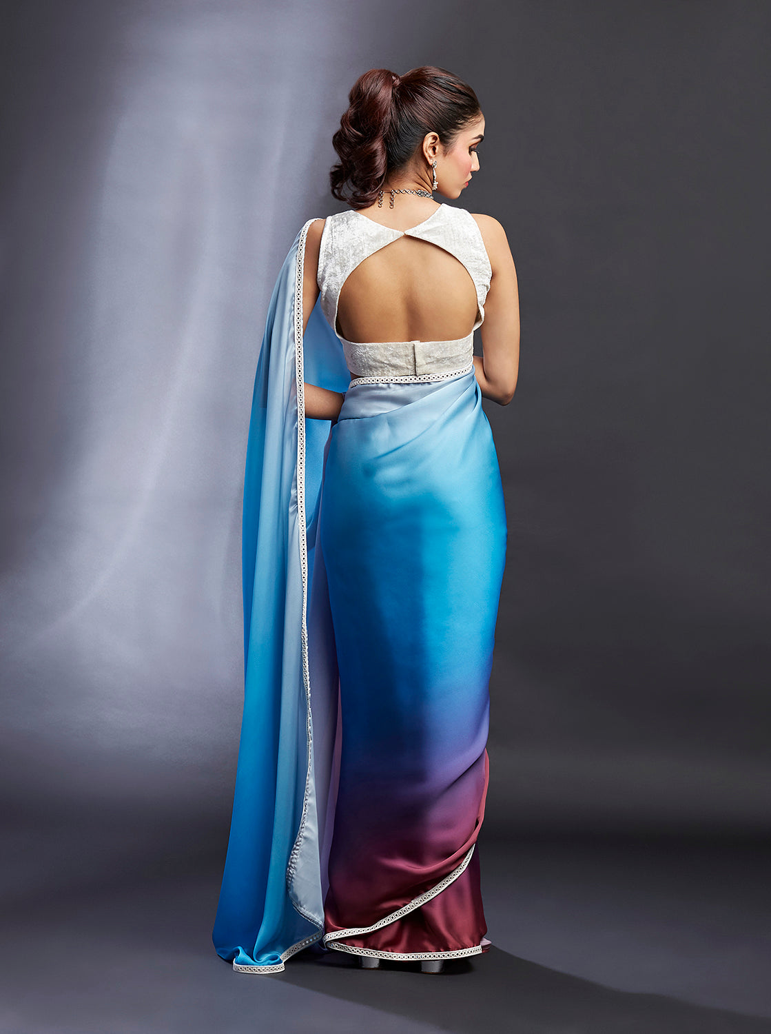 Purple & Blush Ombre Saree Set