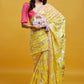 Yellow Barfi Saree Set