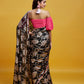 Black Barfi Saree Set
