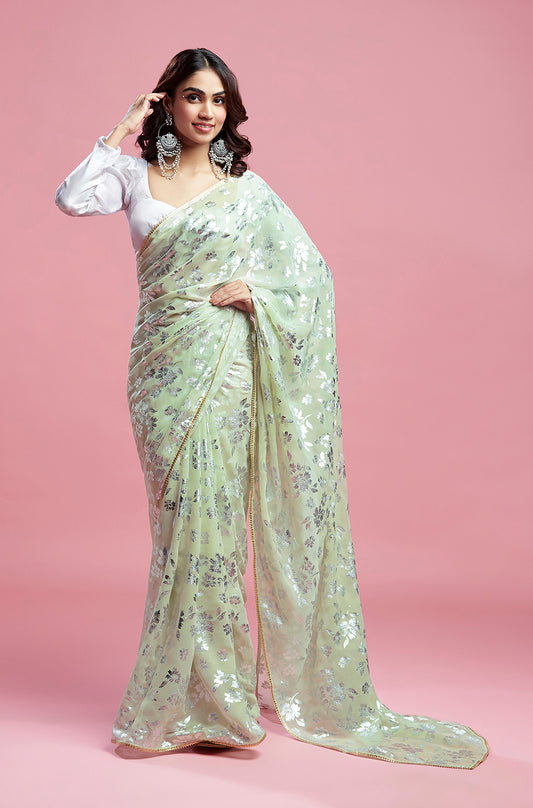 Pista Barfi Saree Set