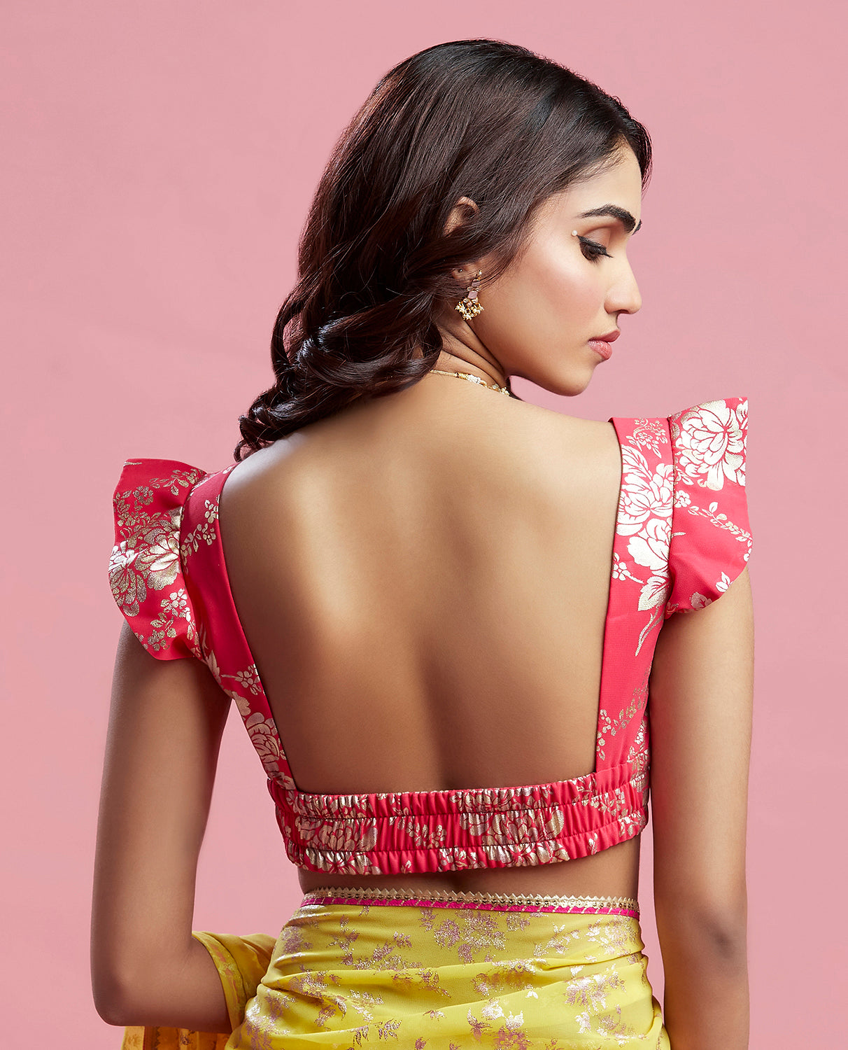 Yellow Barfi Saree Set