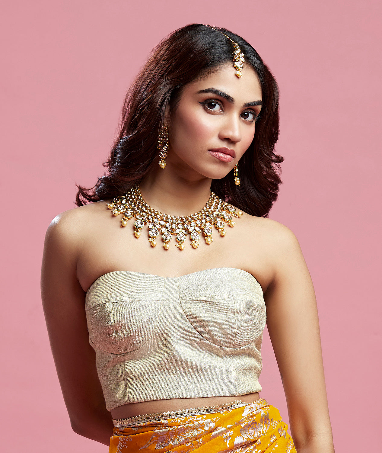 Mustard Barfi Saree Set