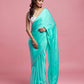 Turquoise Satin Saree Set