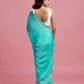 Turquoise Satin Saree Set