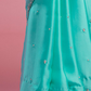 Turquoise Satin Saree Set