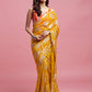 Mustard Contrast Barfi Saree Set