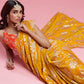 Mustard Contrast Barfi Saree Set